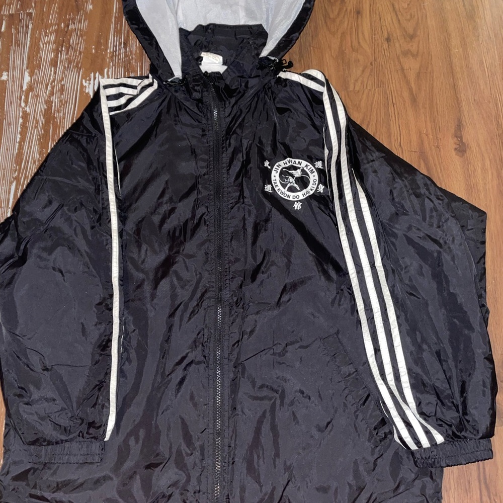Black and White Hooded Windbreaker